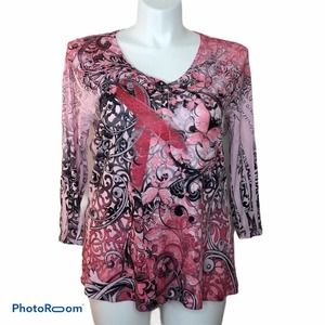 Style & Co 3/4 Sleeve Vneck Tshirt Size XL